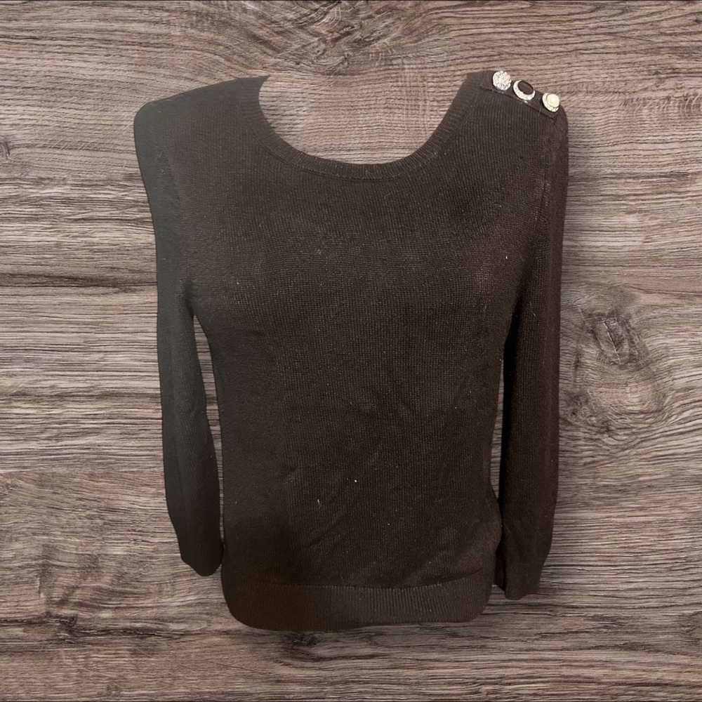 White House Black Market Black Sweater Rhinestone Size XS